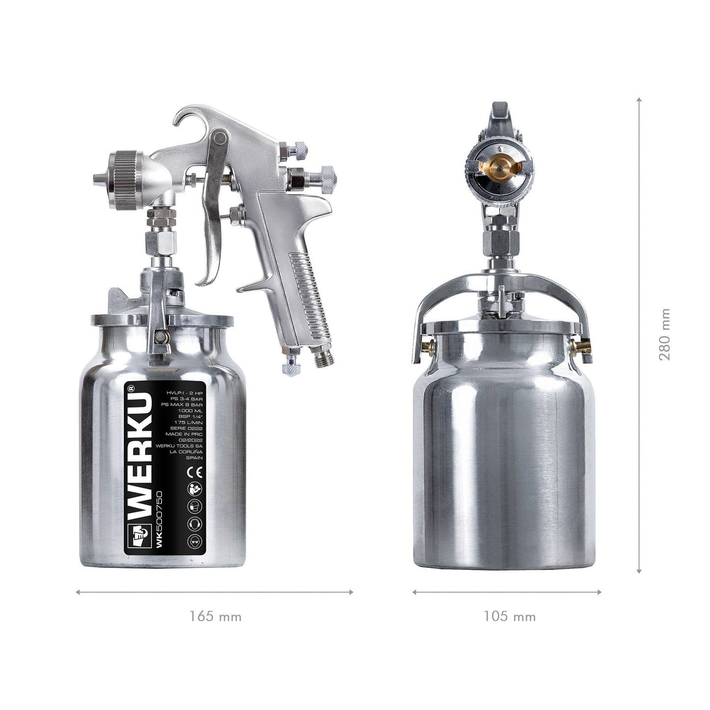 PISTOLA DE PINTURA POR SUCÇÃO 1000ml WERKU WK501090