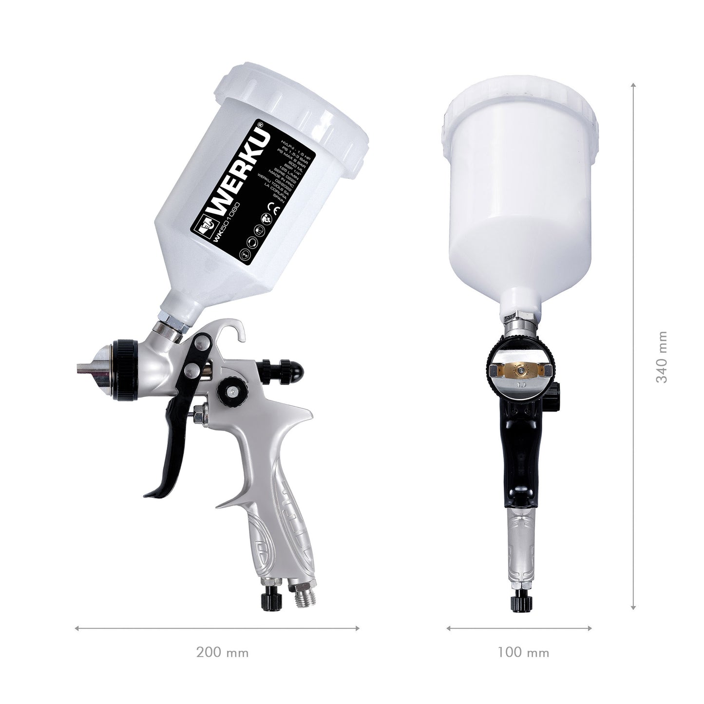 PISTOLA DE PINTURA POR GRAVIDADE 600ml WERKU WK501080