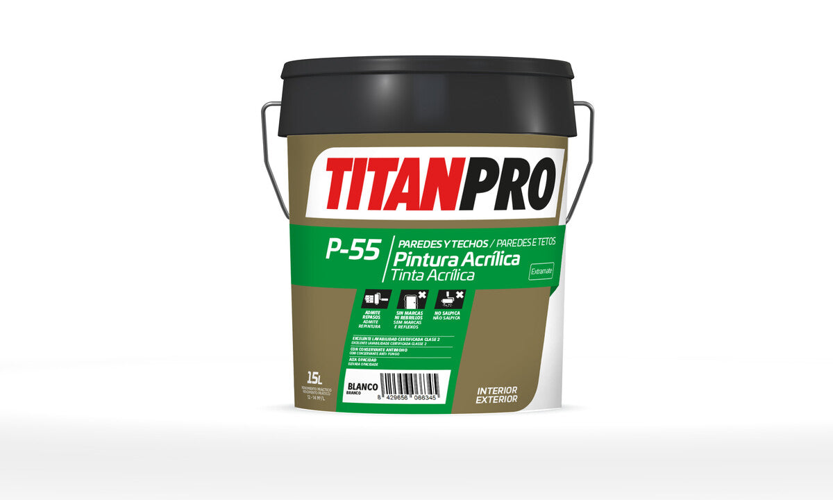 TITAN P-55 Tinta Acrílica Extra Mate para Paredes e Tetos