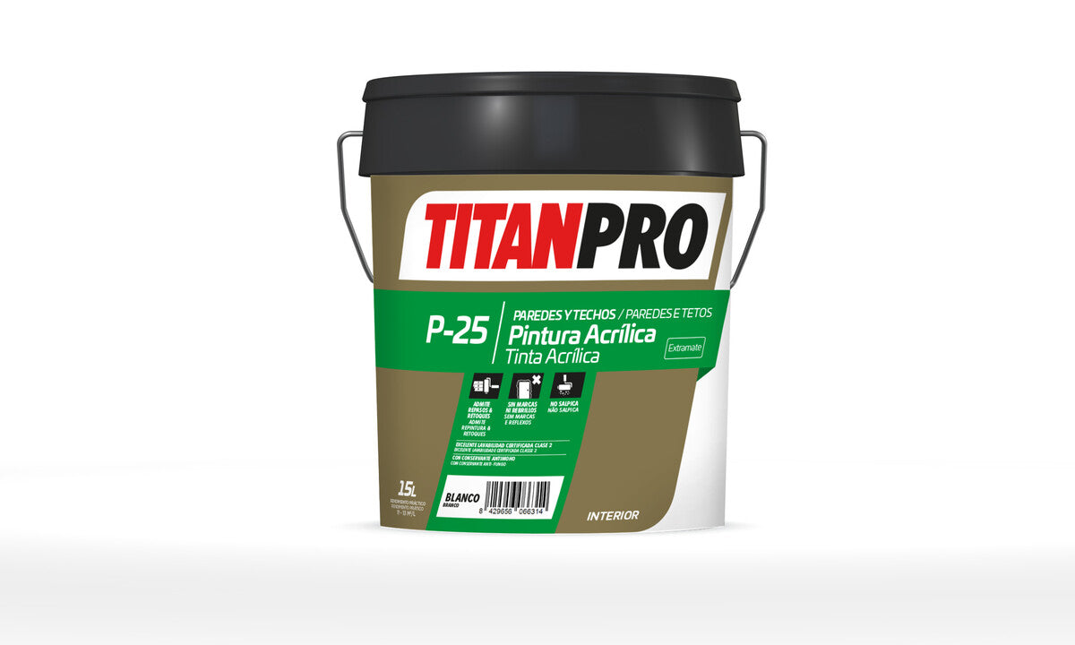 TITAN P-25 Tinta acrílica extra mate para paredes e tetos